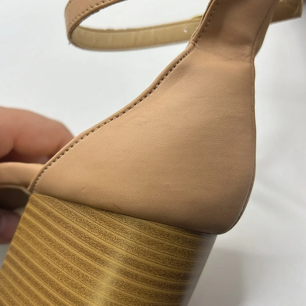 Lulus Harper Stacked Heels Sandals Brown Tan Womens Size 9